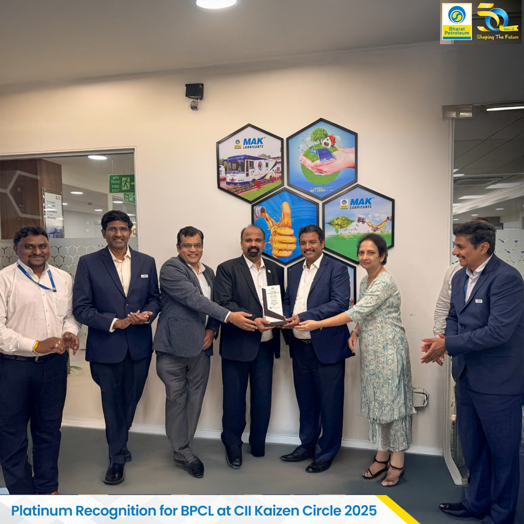 BPCL honored withPlatinum Award at the 11th CII Kaizen Circle 2025, in the Quality (Kaizen) category
