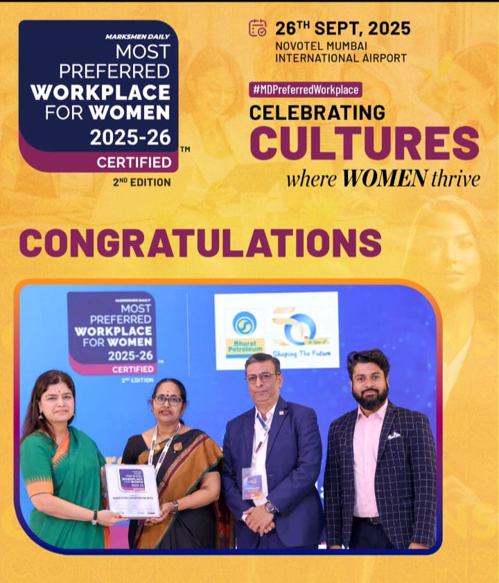 BPCL Honoured as Most Preferred Workplace for Women 2025–26 for Its Commitment to Inclusivity and Empowerment