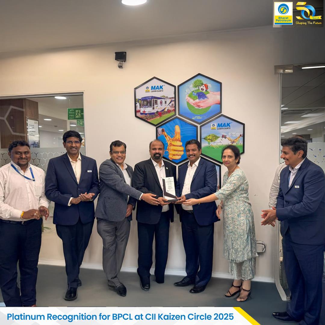 BPCL honored withPlatinum Award at the 11th CII Kaizen Circle 2025, in the Quality (Kaizen) category