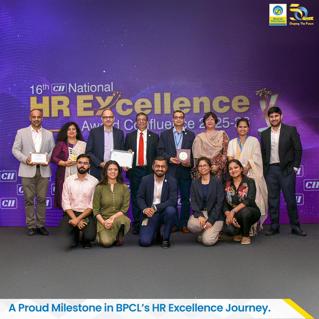 BPCL awarded with Prize for Distinction in HR Excellence” at the 16th CII National HR Excellence Awards 2025–26