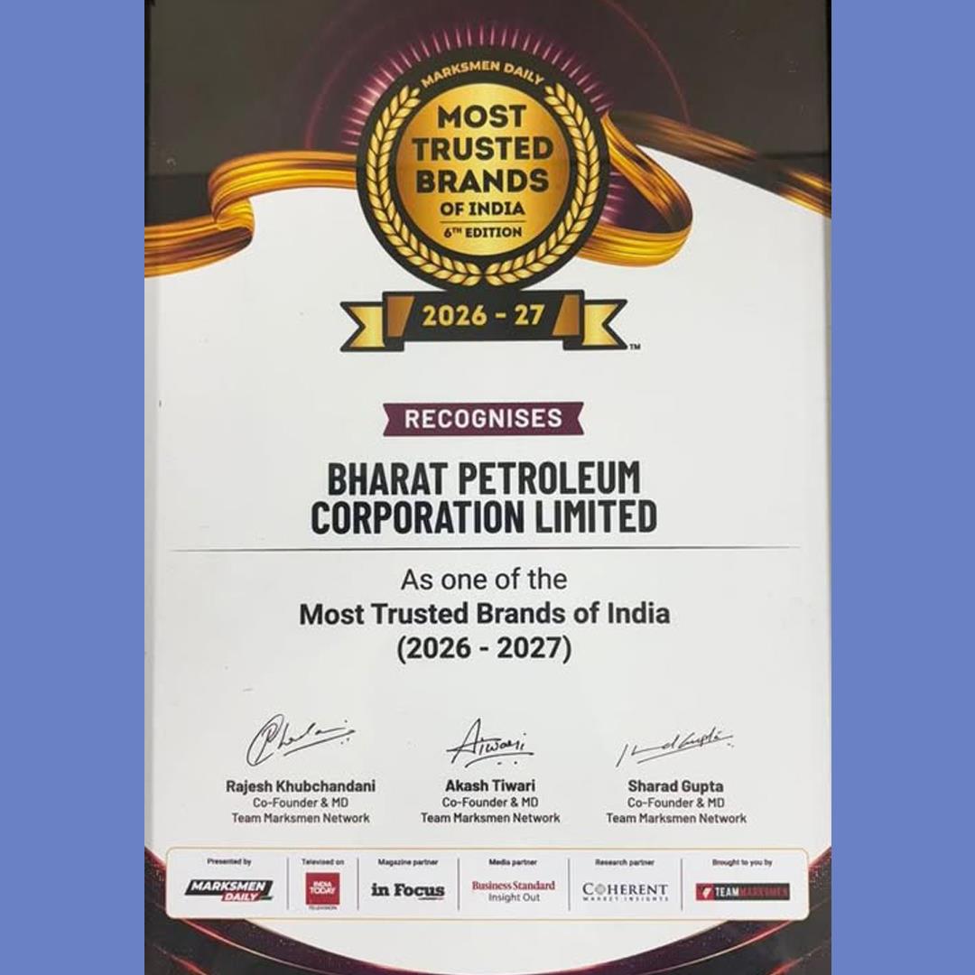 BPCL recognized as “Most Trusted Brand of India for 2026-27” by Marksman Daily