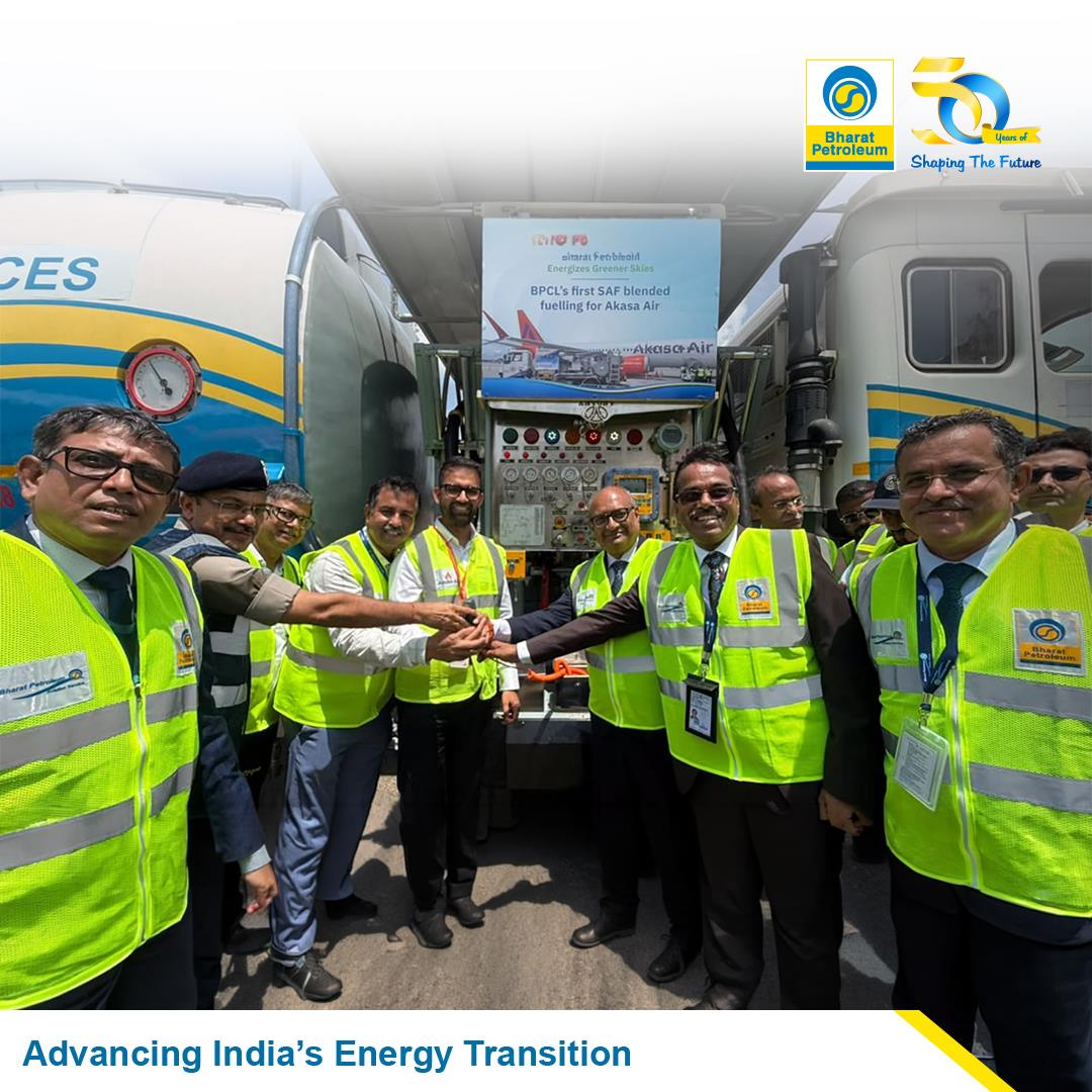 BPCL and Akasa Air Power Commercial Flight with SAF-Blended Aviation Fuel
